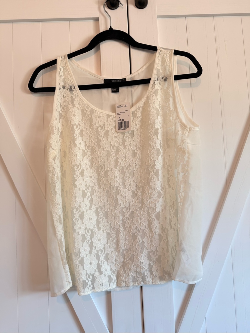 Forever 21 Ivory Floral Lace Tank Top